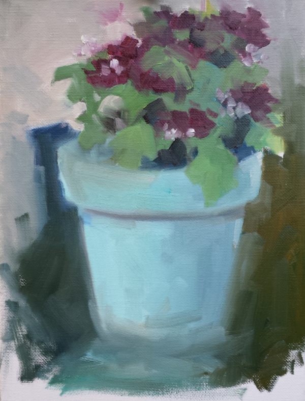 blue flower pot