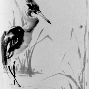 heron chinese brush painting